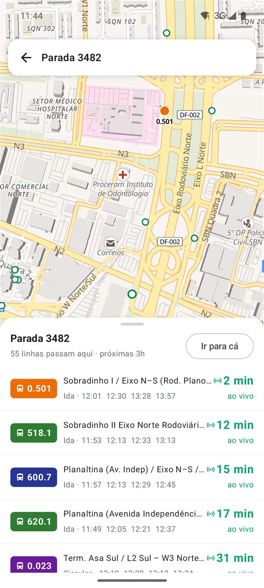 Próximos ônibus numa parada